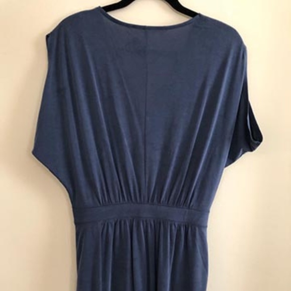 Drape detail mid length dress in steel blue - Picture 2 of 5